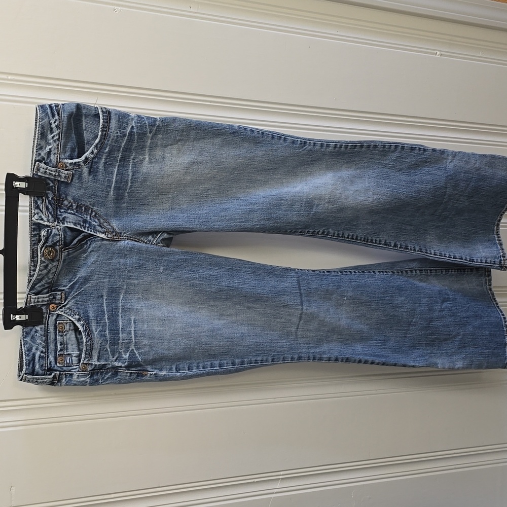Womens Silver Aiko Blue Jeans Size 31/33 Low Rise Flare